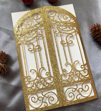 50pcs Glitter Gold Wedding Invitations,Laser Cut Invitation Cards,Laser Cut Wedding Cards - Kdecoration