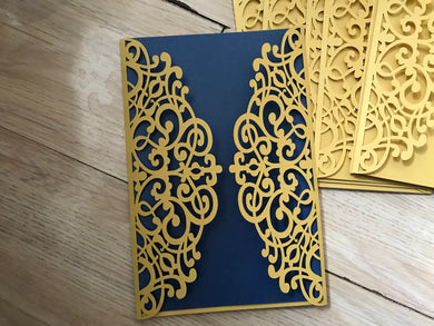 50pcs Pearl Gold Wedding Invitations,laser cut Wedding Cards,Bridal Shower Invitations - Kdecoration