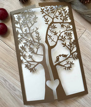 50pcs Pearl Brown Tree Laser Cut Wedding Invitations,Laser Cut Birthday Invitations,Invitations Card - Kdecoration