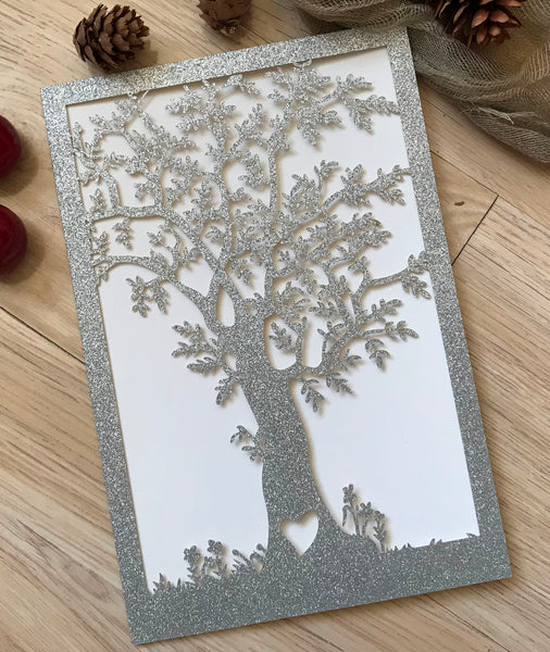 50pcs Glitter Silver Laser Cut Invitations Card,Sweet 16 Birthday invitation Cards,Invitations - Kdecoration