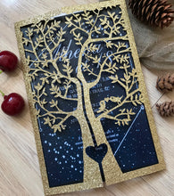 50pcs Glitter Gold Love Tree Bridal Shower laser cut invitations cards,sweet Baby Shower Invite cards,custom Laser Cut wedding invite cards,invite cards - Kdecoration