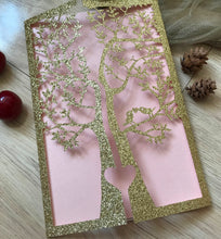 50pcs Glitter Gold/Silver Tree laser cut Wedding Invitations,Laser Cut Invitations Cards - Kdecoration