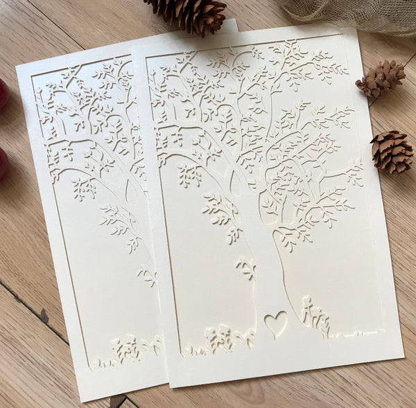 50pcs Pearl Cream Birthday Invitations,Tree Laser Cut Wedding Cards,Tree Wedding Invitations Cards - Kdecoration
