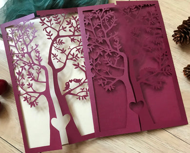 50pcs Pearl Burgundy Red Laser Cut Wedding Cards,Wedding Invite Covers,Birthday Invitations - Kdecoration