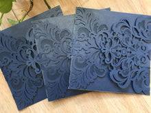 50pcs Navy Blue rustic wedding invitations,laser cut wedding invitations,invitations - Kdecoration