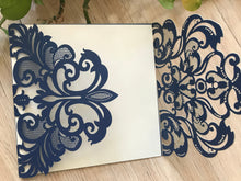 50pcs Navy Blue rustic wedding invitations,laser cut wedding invitations,invitations - Kdecoration