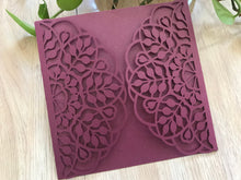 50pieces burgundy Red Laser Cut Wedding Cards,Laser Cut Invitation Cover,Bridal Invitation Cards - Kdecoration