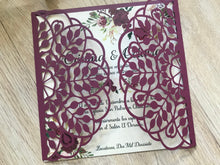 50pieces burgundy Red Laser Cut Wedding Cards,Laser Cut Invitation Cover,Bridal Invitation Cards - Kdecoration