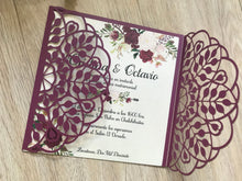 50pieces burgundy Red Laser Cut Wedding Cards,Laser Cut Invitation Cover,Bridal Invitation Cards - Kdecoration