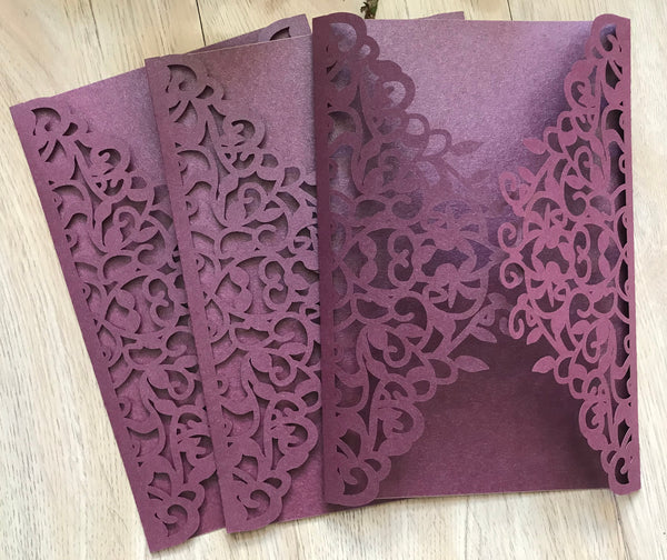 50pcs Pearl burgundy red Laser Cut wedding invite Cards,Laser Cut wedding invitations cards,birthday Invitaitons Cards,birthday invitation cards,laser cut invite cards - Kdecoration