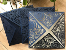 50pcs Pearl Navy Blue wedding invitation,laser cut invitations Cards,Birthday Invitation Covers - Kdecoration