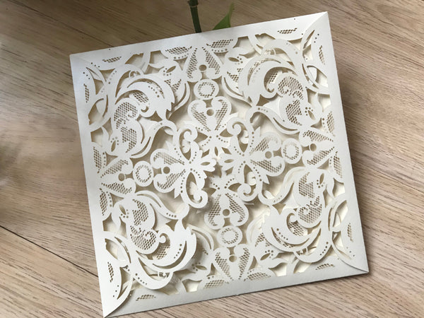 50pcs Pearl Cream Laser cut Invitation Cards,Laser Cut wedding Cards,Bridal Shower Invitations - Kdecoration