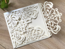 50pcs Pearl Cream Laser cut Invitation Cards,Laser Cut wedding Cards,Bridal Shower Invitations - Kdecoration