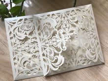 50pcs Pearl Cream Laser cut Invitation Cards,Laser Cut wedding Cards,Bridal Shower Invitations - Kdecoration