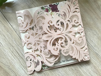 50pcs Pearl Incarnadine laser cut invitation,Laser Cut Wedding Cards,Engagement Invitations covers - Kdecoration