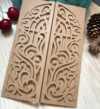 50pcs Kraft Paper Brown Romantic Laser Cut Wedding Invitation, DIY, Laser Cut Envelope,Invitations Covers - Kdecoration