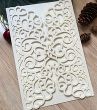 50pcs Pearl Cream Laser Cut Wedding Cards,Heart Laser Cut Invitations Covers,Invitation Cards - Kdecoration