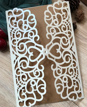 50pcs Pearl Cream Laser Cut Wedding Cards,Heart Laser Cut Invitations Covers,Invitation Cards - Kdecoration