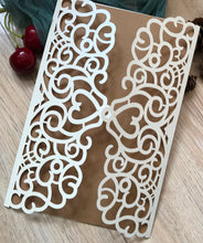 50pcs Pearl Cream Laser Cut Wedding Cards,Heart Laser Cut Invitations Covers,Invitation Cards - Kdecoration