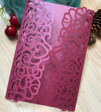 50pcs Pearl Burgundy Red Laser Cut Invite Covers,Invitations Cards,friendgiving Invitations - Kdecoration