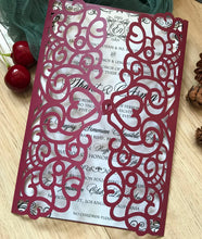 50pcs Pearl Burgundy Red Laser Cut Invite Covers,Invitations Cards,friendgiving Invitations - Kdecoration