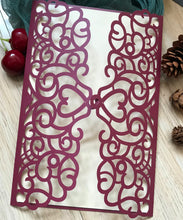 50pcs Pearl Burgundy Red Laser Cut Invite Covers,Invitations Cards,friendgiving Invitations - Kdecoration