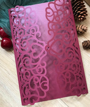 50pcs Pearl Burgundy Red Laser Cut Invite Covers,Invitations Cards,friendgiving Invitations - Kdecoration