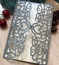 50pcs Pearl Silver Laser Cut Invitations Cards,Quinceanera invitation,Sweet sixteen invitation - Kdecoration