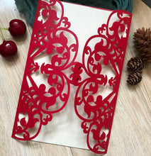 50pcs Pearl Red Love Laser cut invitations,Laser Cut wedding Cards,Baby Shower Invitations - Kdecoration