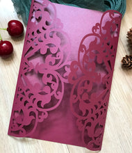 50pcs pearl Burgundy red Laser Cut Wedding Invitations,Wedding Invites covers,Invitations Cards - Kdecoration