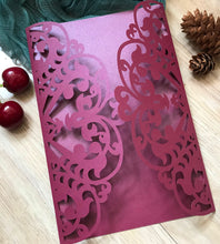 50pcs pearl Burgundy red Laser Cut Wedding Invitations,Wedding Invites covers,Invitations Cards - Kdecoration