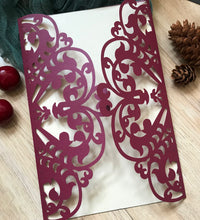 50pcs pearl Burgundy red Laser Cut Wedding Invitations,Wedding Invites covers,Invitations Cards - Kdecoration