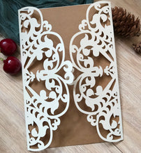 50pcs Pearl Cream Heart Laser Cut Invitations Cards,Baby Shower Party Invitations,Quinceanera invitations - Kdecoration