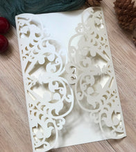 50pcs Pearl Cream Heart Laser Cut Invitations Cards,Baby Shower Party Invitations,Quinceanera invitations - Kdecoration