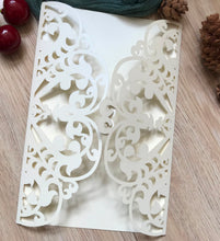 50pcs Pearl Cream Heart Laser Cut Invitations Cards,Baby Shower Party Invitations,Quinceanera invitations - Kdecoration