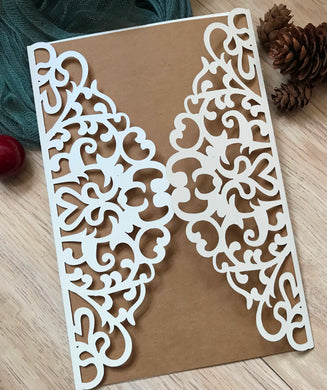 50pcs Pearl Cream laser cut birthday Invitations,Invitation Cards,Quinceanera Boda sixteen invitations - Kdecoration