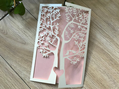 50pcs Pearl Cream Tree elegant wedding invitations,Romantic Invitation Cards, Laser Cut Invitations - Kdecoration