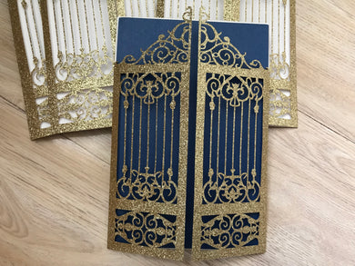 50pcs Glitter Gold /Silver Laser Cut Invitations Cards,Laser Cut Wedding Cards,Wedding Invitations,Invitation Cards,Engagement Invitation Cards,Bridal Shower Invitations - Kdecoration