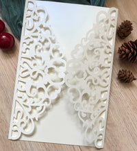 50pcs Pearl Cream laser cut birthday Invitations,Invitation Cards,Quinceanera Boda sixteen invitations - Kdecoration