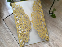 50pcs Pearl Gold wedding Invitations Cards,Laser Cut Wedding Cards,Bridal Shower Invitaitons - Kdecoration