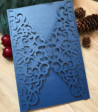 50pcs Pearl Navy Blue Wedding Invitations,DIY Laser CutWedding Birthday Baptism Invitation Covers - Kdecoration