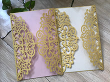 50pcs Pearl Gold wedding Invitations Cards,Laser Cut Wedding Cards,Bridal Shower Invitaitons - Kdecoration