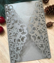 50pcs Pearl Silver Laser cut Invitations,Wedding Invitations,Elegant Wedding Invite Cards - Kdecoration