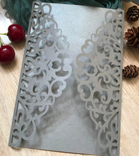 50pcs Pearl Silver Laser cut Invitations,Wedding Invitations,Elegant Wedding Invite Cards - Kdecoration