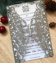 50pcs Pearl Silver Laser cut Invitations,Wedding Invitations,Elegant Wedding Invite Cards - Kdecoration