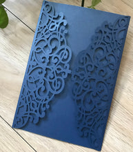 50pcs pearl navy blue Laser Cut wedding invitation cards,custom bridal shower invitations,laser cut invite cards,engagement invitation cards - Kdecoration