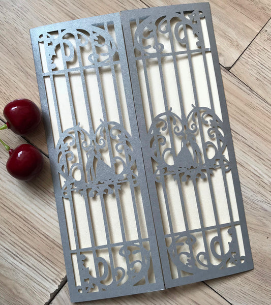 50pcs pearl silver Wedding Invites covers,Laser Cut Invitations Cards,Engagement Invitations - Kdecoration
