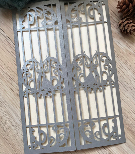 50pcs pearl silver Wedding Invites covers,Laser Cut Invitations Cards,Engagement Invitations - Kdecoration