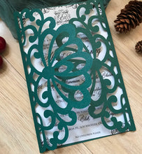 50pcs Blackish Green Elegant Wedding Invitations,Laser cut floral invitation cards,after-tea party Invitations - Kdecoration