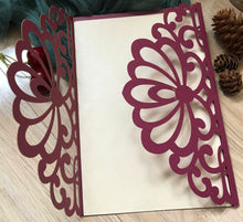 50pcs pearl Burgundy red Laser Cut Invitations Cards,sunflower baby shower Invitations,Quinceanera invitations - Kdecoration